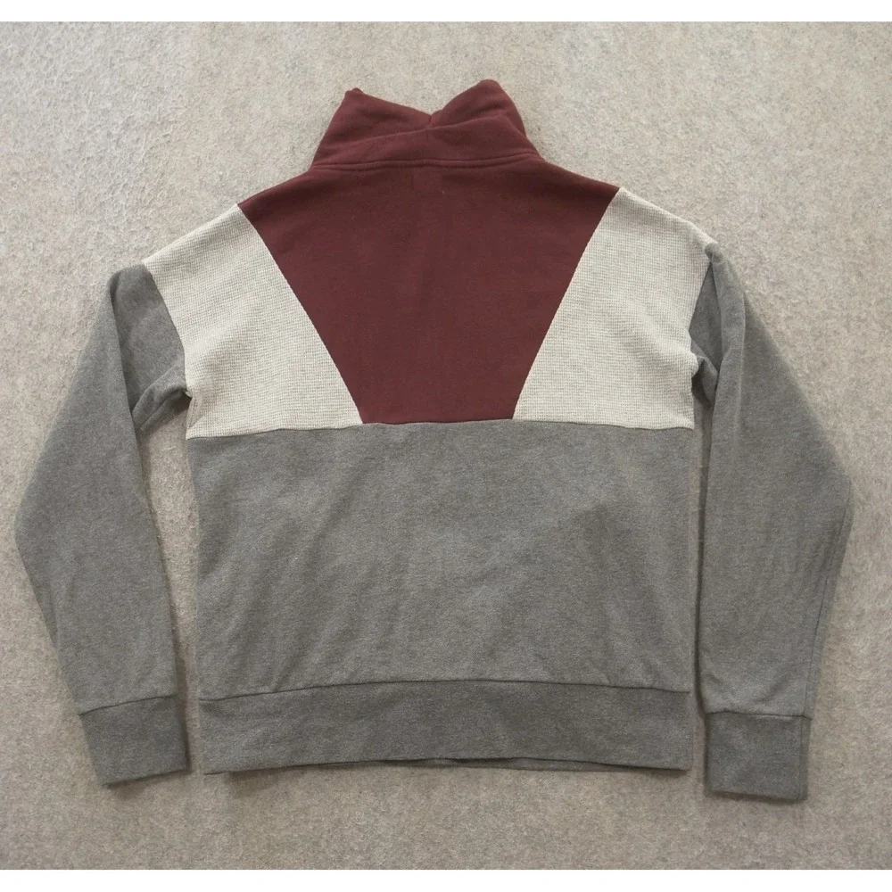 Buckle BKE Sweater Mens Medium  Gray Red Mock Neck Knit 1/4 Zip Pullover
